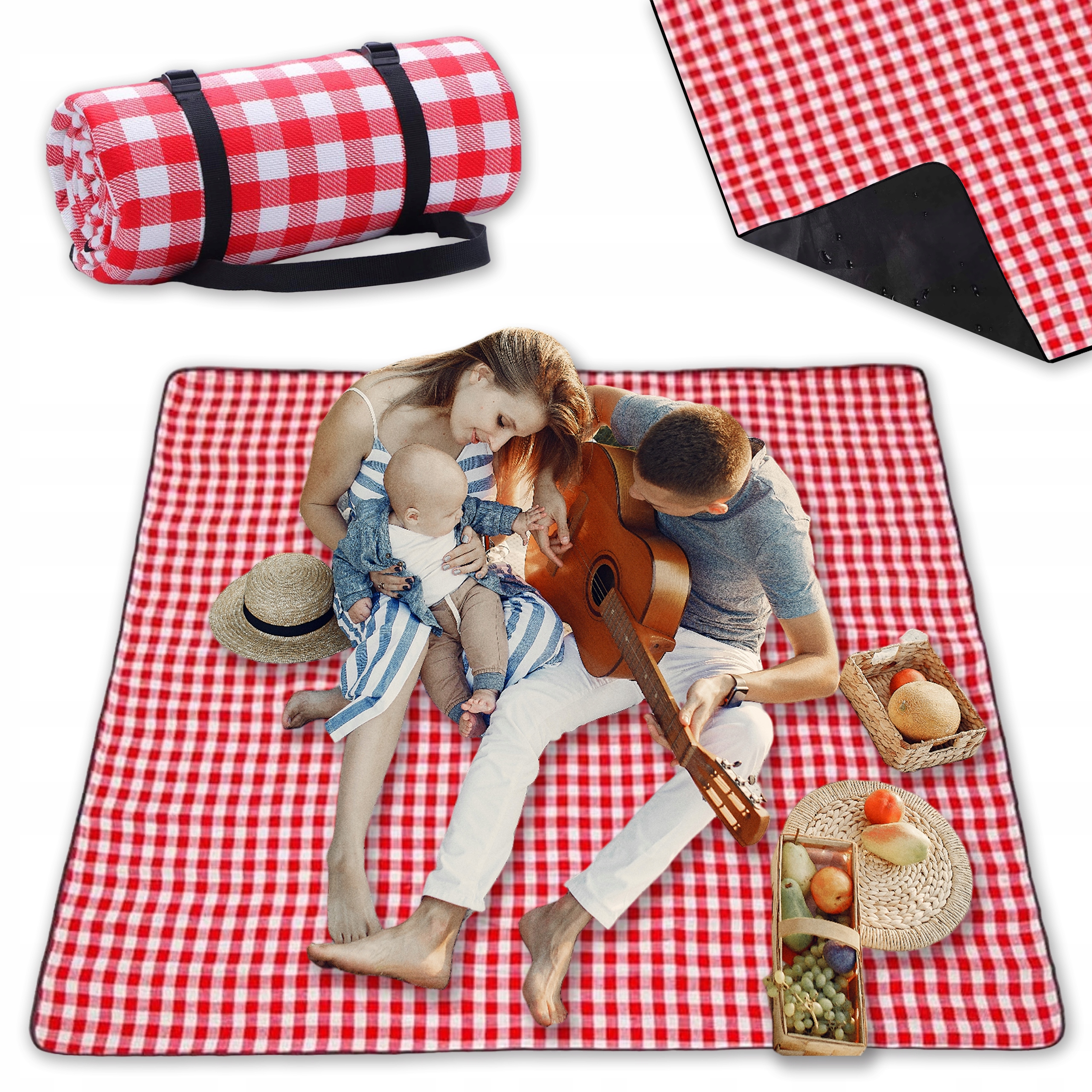 Pikniková deka károvaná v 2 farbách 200x150 I